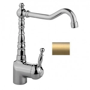 Смеситель однорычажный Cisal Kitchen AY00253027 на 1 отверстие для кухни, с поворотным изливом 215 мм, цвет бронза